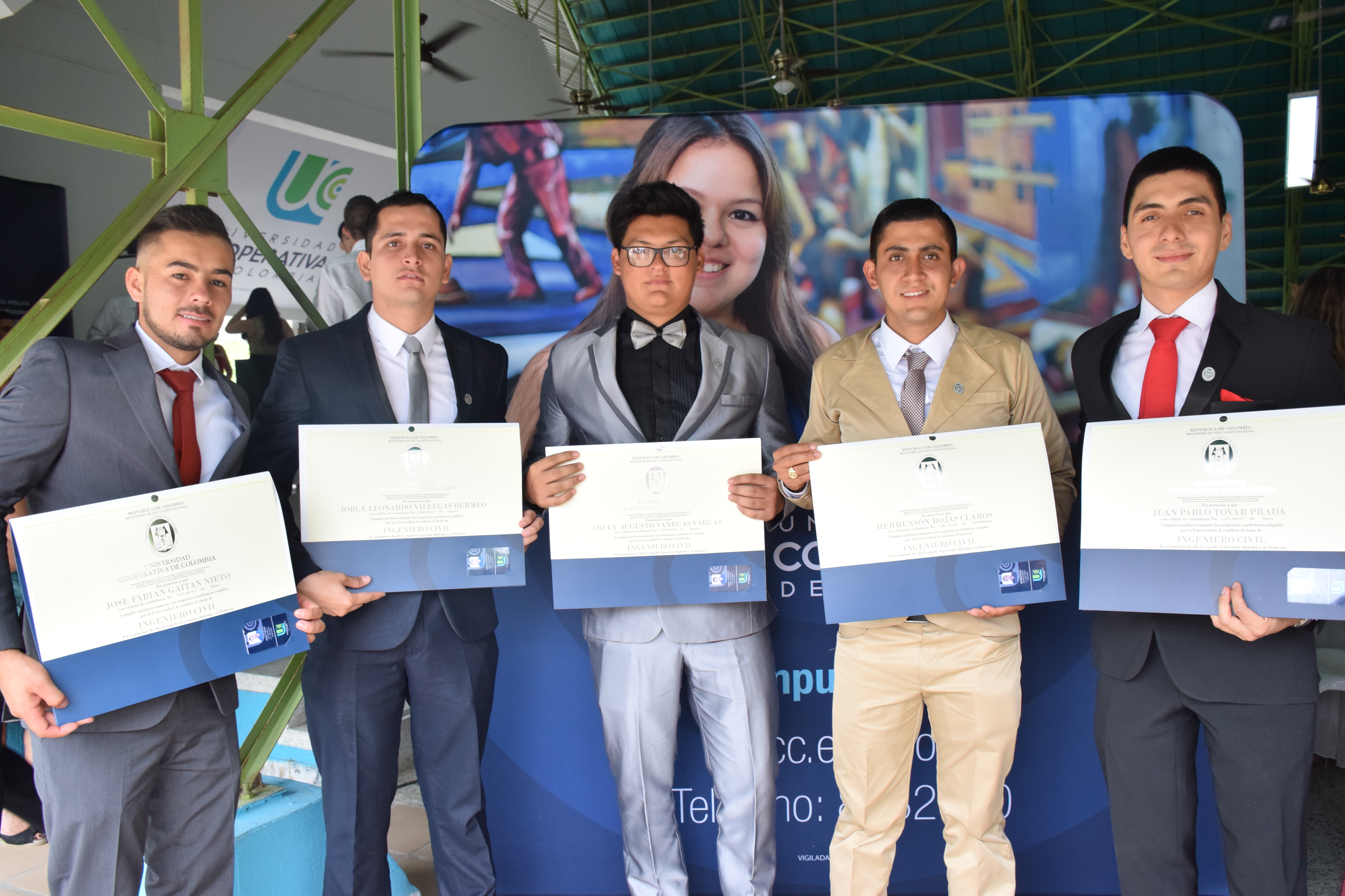 José Fabián Gaitán, Jorge Leonardo Villegas, Arley Augusto Vanegas, Hermenson Rojas y Juan Pablo Tovar.